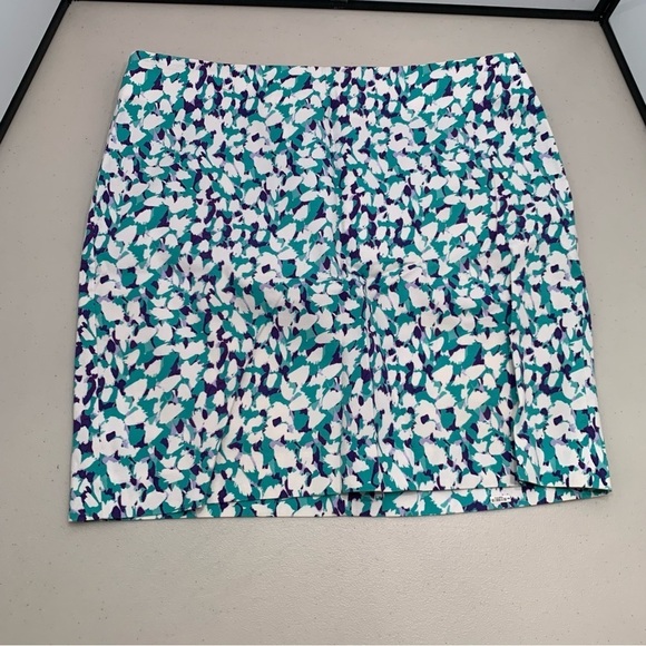 Ann Taylor Madison Skirt Size 10 Green Blue Floral - Picture 1 of 7